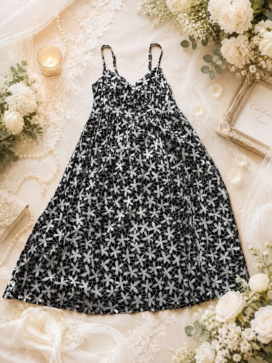 Joe Fresh Dresses & Skirts - Black & White Floral Maxi Dress • Spaghetti Strap • Flowy A-Line • Romantic Boho
